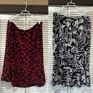 Set of 2 2X Plus Size Floral Skirts